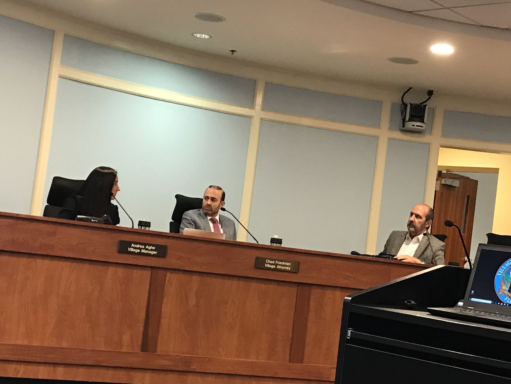 Village Manager Andrea Agha and Village attorney Chad Friedman
